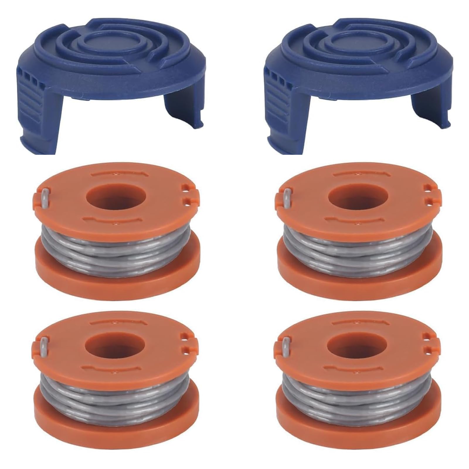 COEWUR Lawn Trimmer Parts for Mac Allister MGTP18li Trimmer Spool Cover and Line, 4 Strimmer Spools and 2 Covers