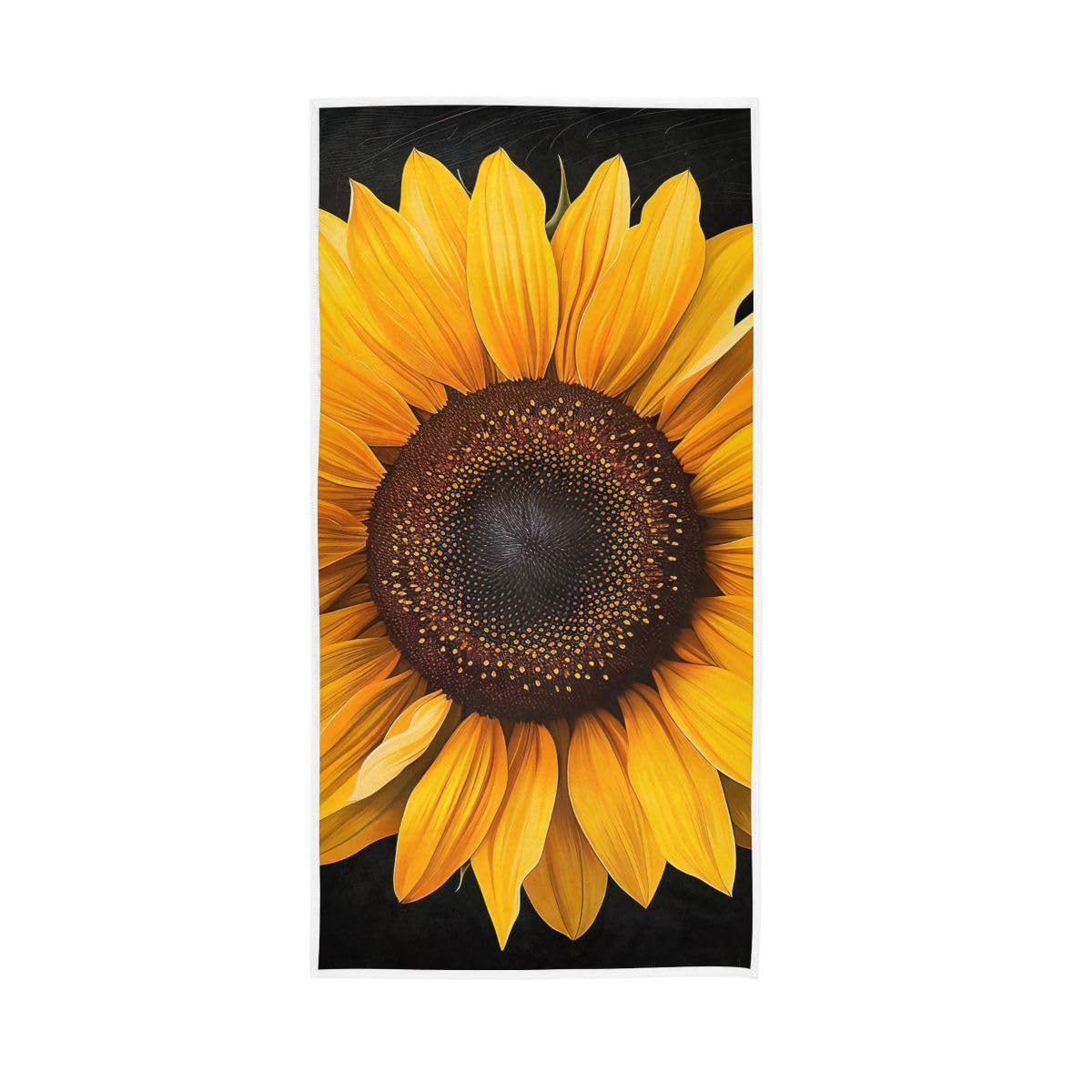 LSRCPD Sunflower on Black Hand Towel, Multipurpose Soft Towels for Bathroom, Gym, Hotel, Spa 15 x 30 Inches