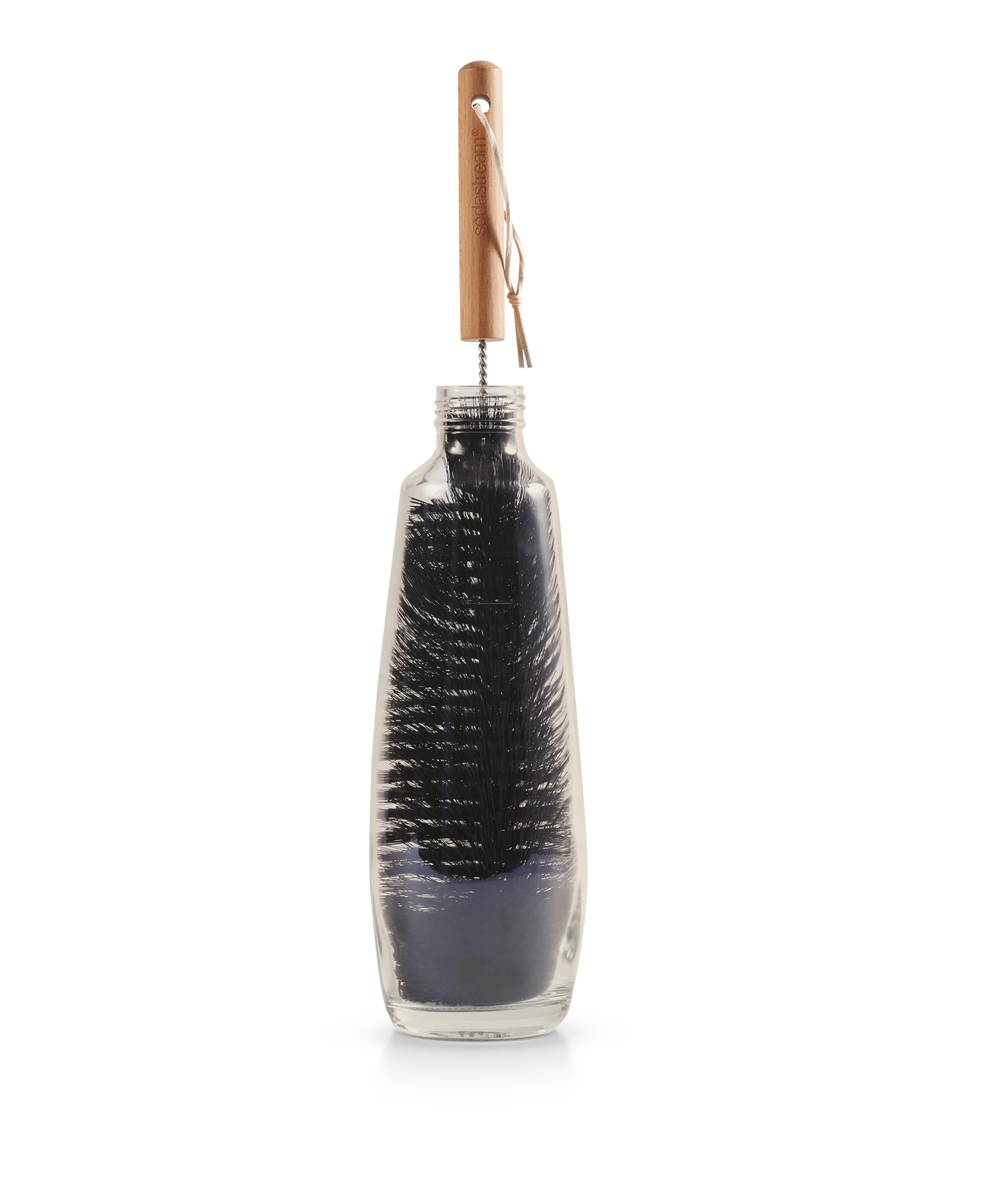 Sodastream Bottle Brush, 1 X Cleaning Brush For Plastic & Glass Bottles, Natural Wooden Handle & Flexible Stainless Steel Bristles, Reusable Water