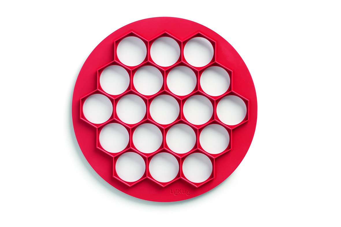Lékué Kit Petits Fours, 1 découpoir et 2 rouleaux pour préparer petits fours Rouge 30 x 1.5 cm