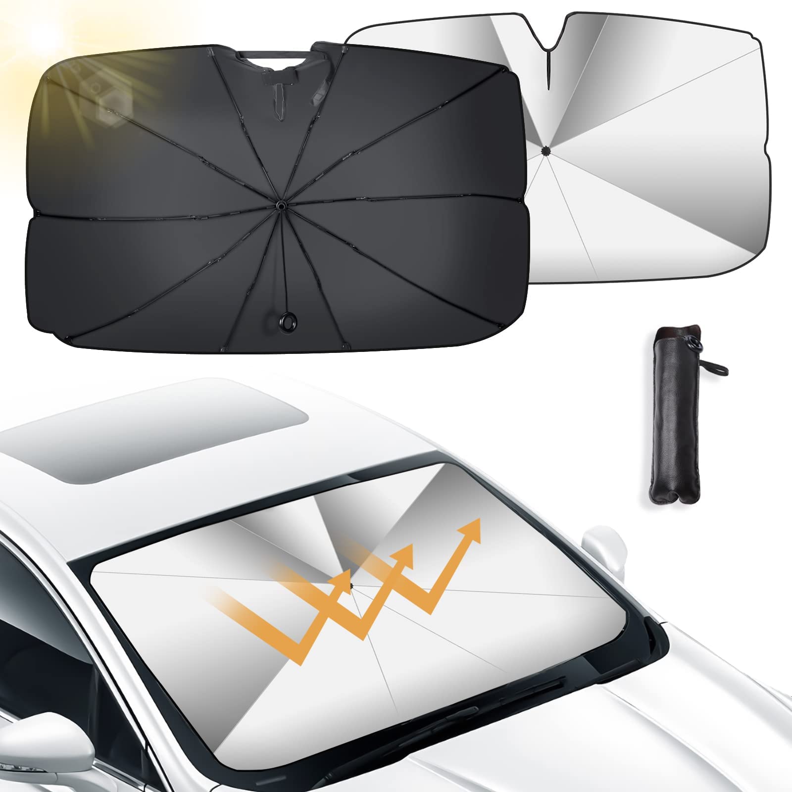 Parasole Ombrello Per FIAT Tipo 356 (2016-2024) – Protezione Solare Con Struttura A Molla Pieghevole, Anti-UV