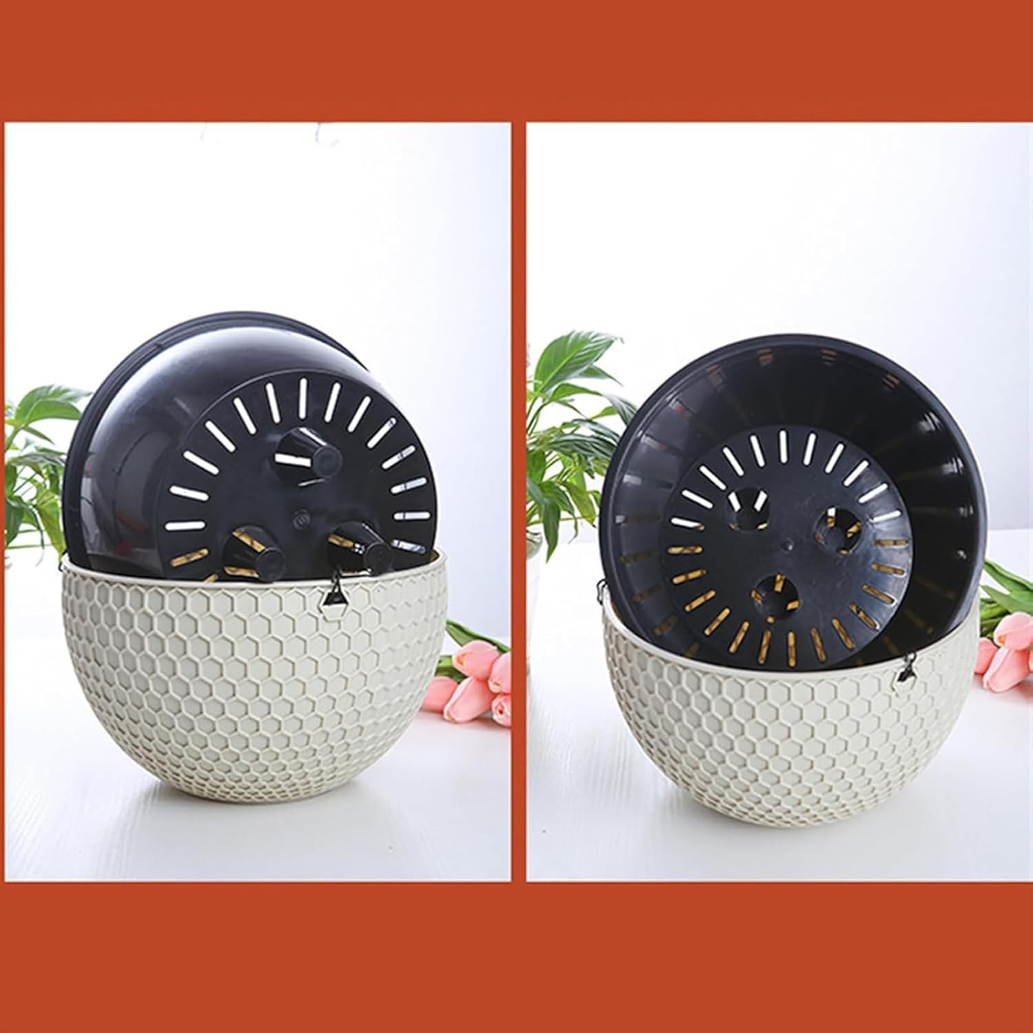 Pot de fleurs suspendu multi-usages, panier en nid d'abeille robuste de style européen avec trous de drainage pour plantes araignées, design durable pour l'intérieur et l'extérieur