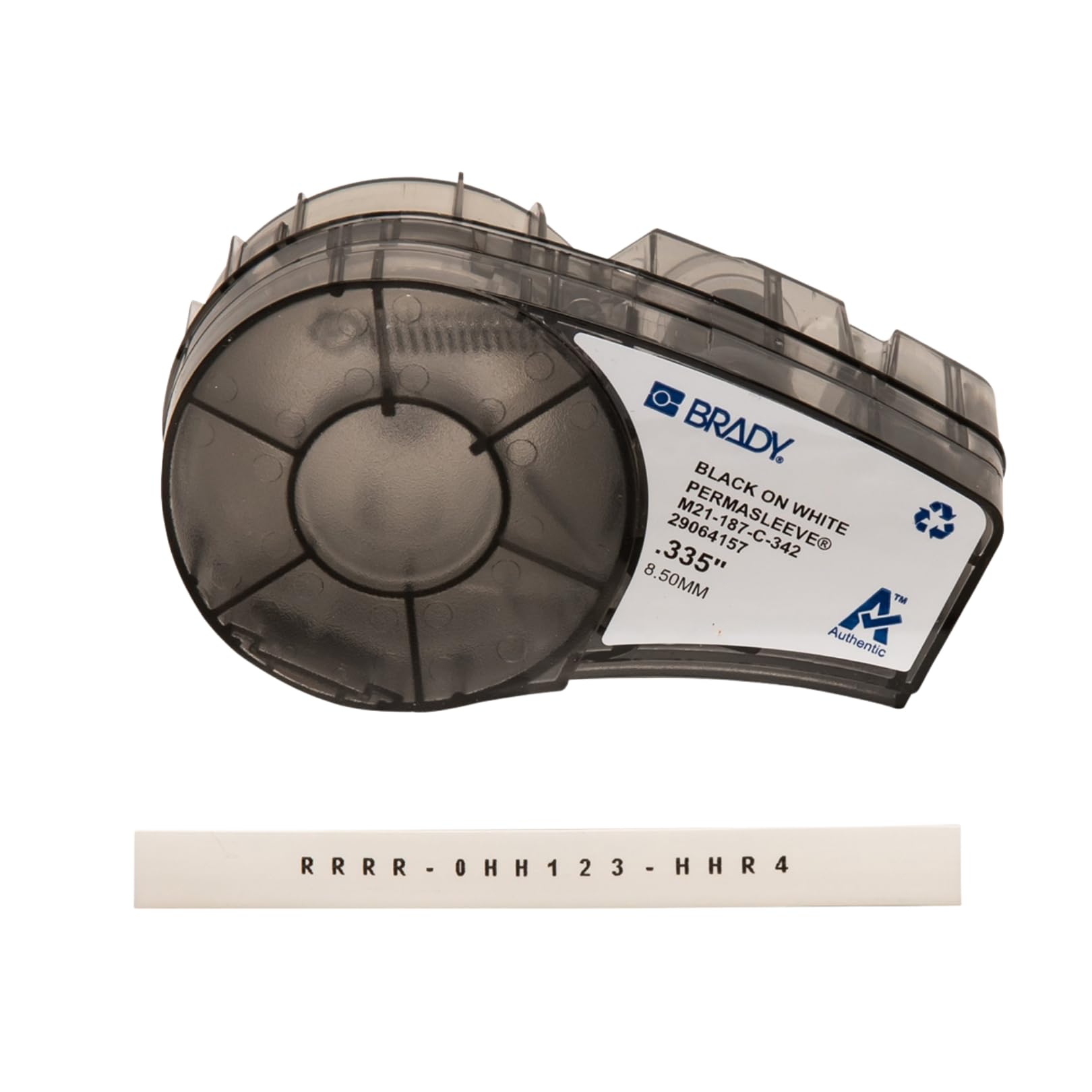 Brady Authentic (M21-187-C-342) PermaSleeve Heat Shrink Tubing for Control and Electrical Panels, Wire Harness, Black on White-For M210, M210-LAB, M211, BMP21-PLUS and BMP21-LAB Printers, .335" W 7' L