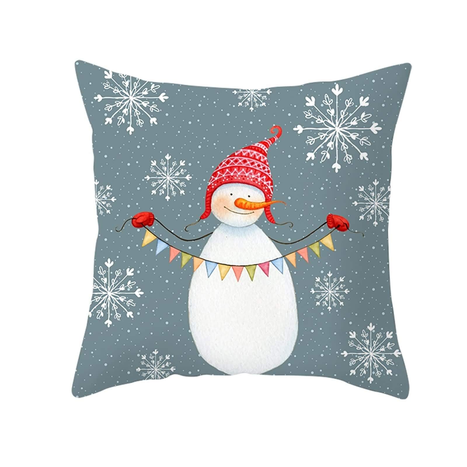 Daesar Federe Cuscino Natale, Federe per Divano Blu Bianco Federa Singola Cuscino Divano Fiocco di Neve Palla Appesa Federa Cuscini 40x40CM Poliestere, 1 Pezzo