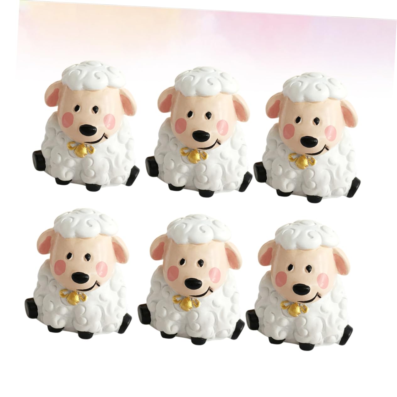 Amosfun Décoration de Gâteau d'anniversaire Mouton en Résine 6 Pièces