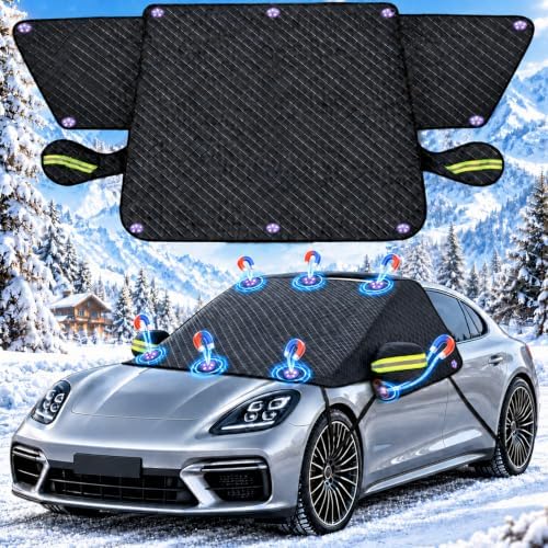 Maxee Frontscheibenabdeckung Winter, magnetischer Frost-Schwarz E | 218 x161 x145cm,faltbar, UV-beständig und mit Antennen-Patch; für Pkw, SUV, Lieferwagen und kleine Lkw geeignet
