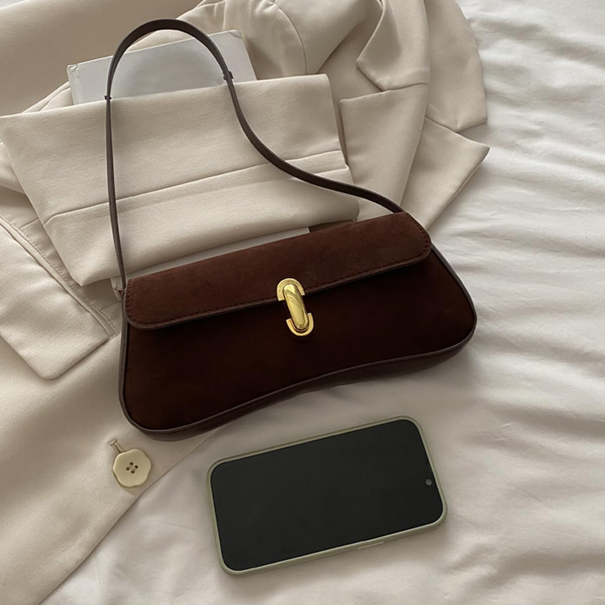 Small Shoulder Bag for Women Leather Underarm Hobo Bag Classic Handbag Retro Clutch Bags - Image 5