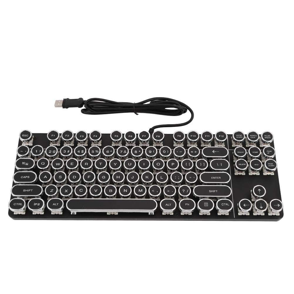 Tosuny Tastiera meccanica punk, tastiera meccanica E-Sport Tastiera ergonomica a risposta rapida con cappuccio rotondo vintage per E-Sport