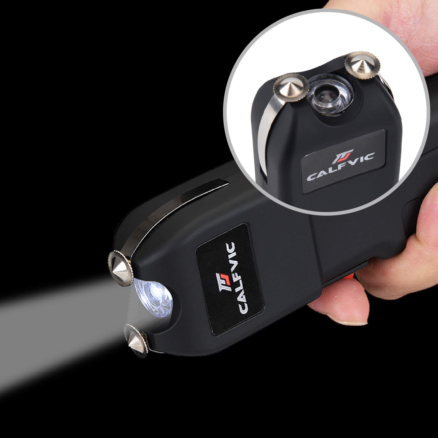 CALFVIC Stun Gun with Flashlight and AntiGrab Design, 20KHz 1.60 µC