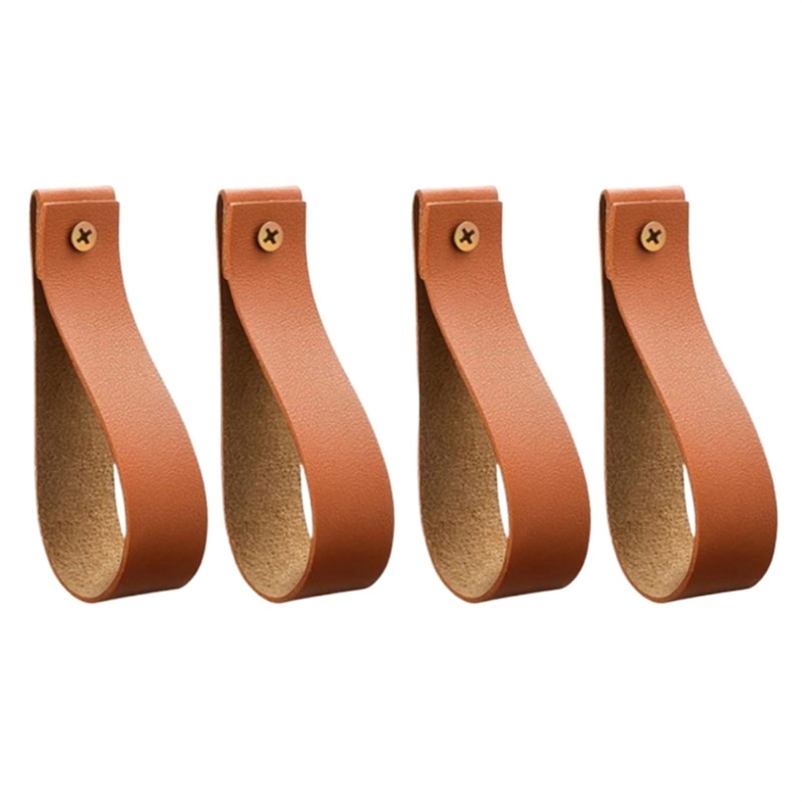 Cqahdsevf Brown Leather Drawer Pulls, Leather Drawer Knobs Cabinet Dresser Wardrobe Handle 4 Pcs Multicolor(Brown)