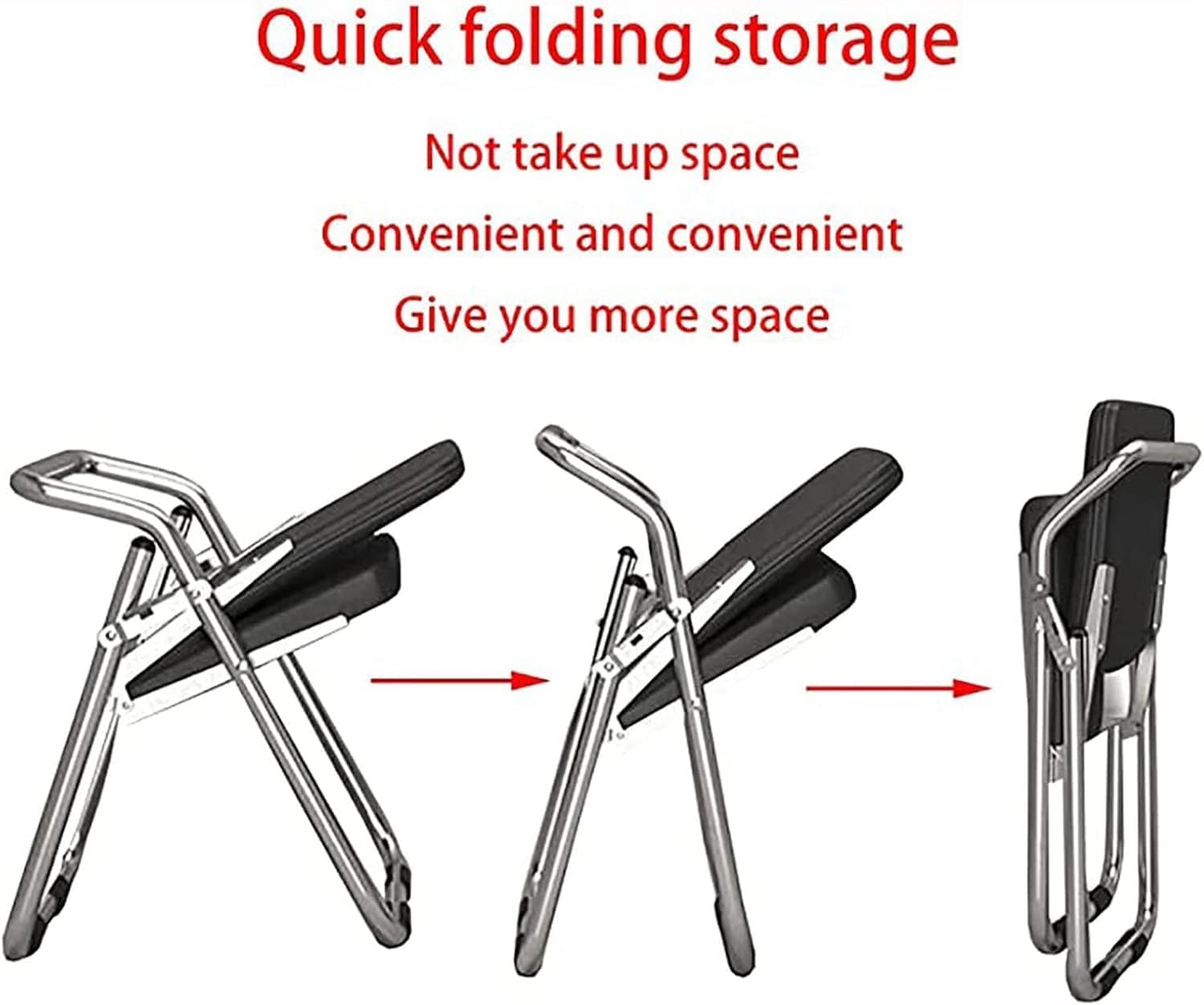 Portable Metal Folding Chair with Backrest and Padded Pu Leather Seat Comfy Dining Chair Foldable Stool(White)