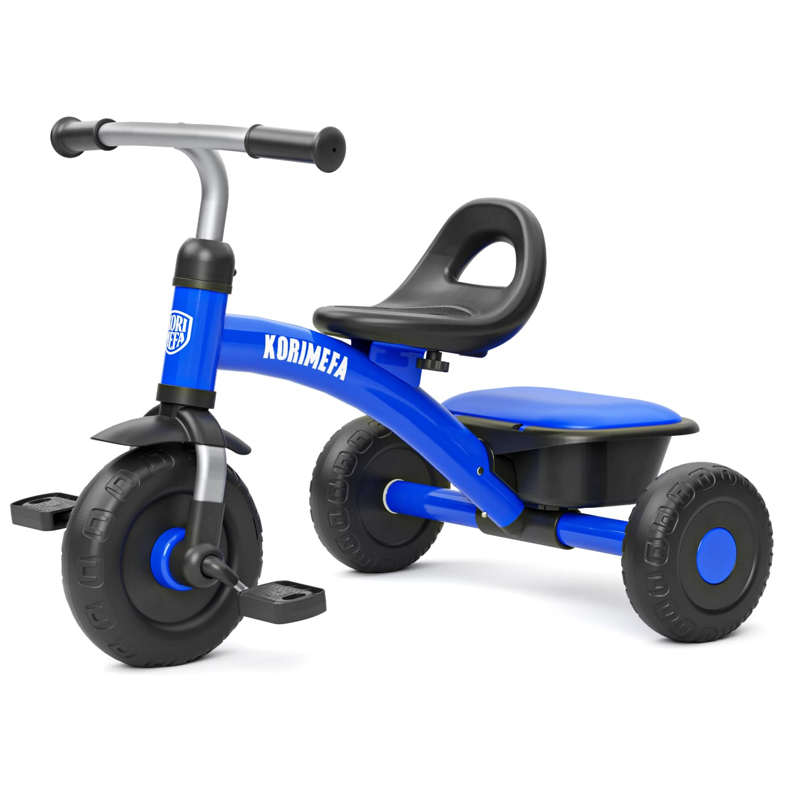 KORIMEFA Toddler Tricycle for 1-3 Years Old, Blue | Toddler Bike with Large Basket & Big Wheels, Gifts for Boys & Girls Ages 1-4 Global Recycled Standard Global Recycled Standard Global Recycled Standard