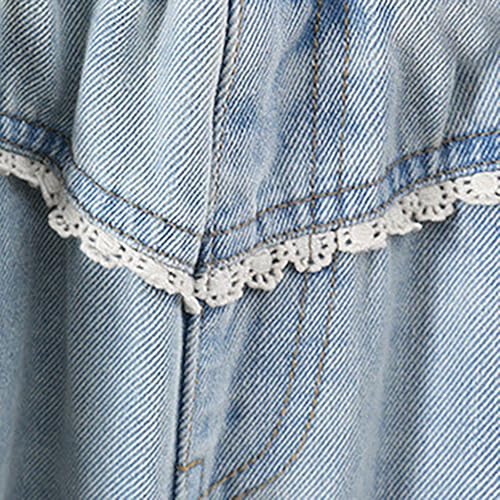 Baggy Pants for Girls Wide Leg Elastic High Waist Casual Denim Trousers Teen Fall Washed Straight Leg Jeans4