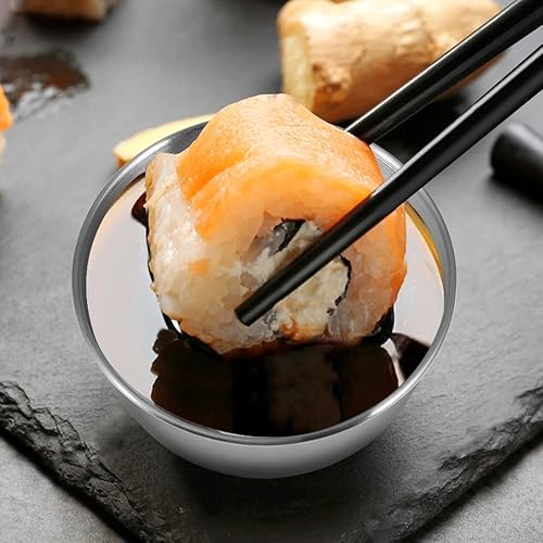 Miniatura 3 de Paquete de 10 platos de salsa de acero inoxidable de 3.3 pulgadas, mini platillos individuales, platos redondos para condimentos para sushi, platos