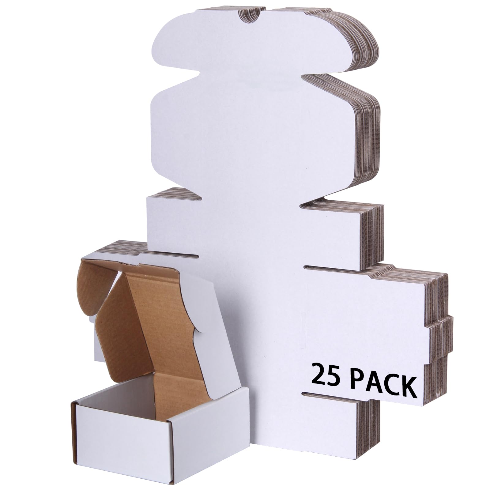 Poskad 4x4x2 Small Shipping Boxes,White Corrugated Cardboard Mailer Boxes for Small Business Packaging and Supplies (25 Pack)