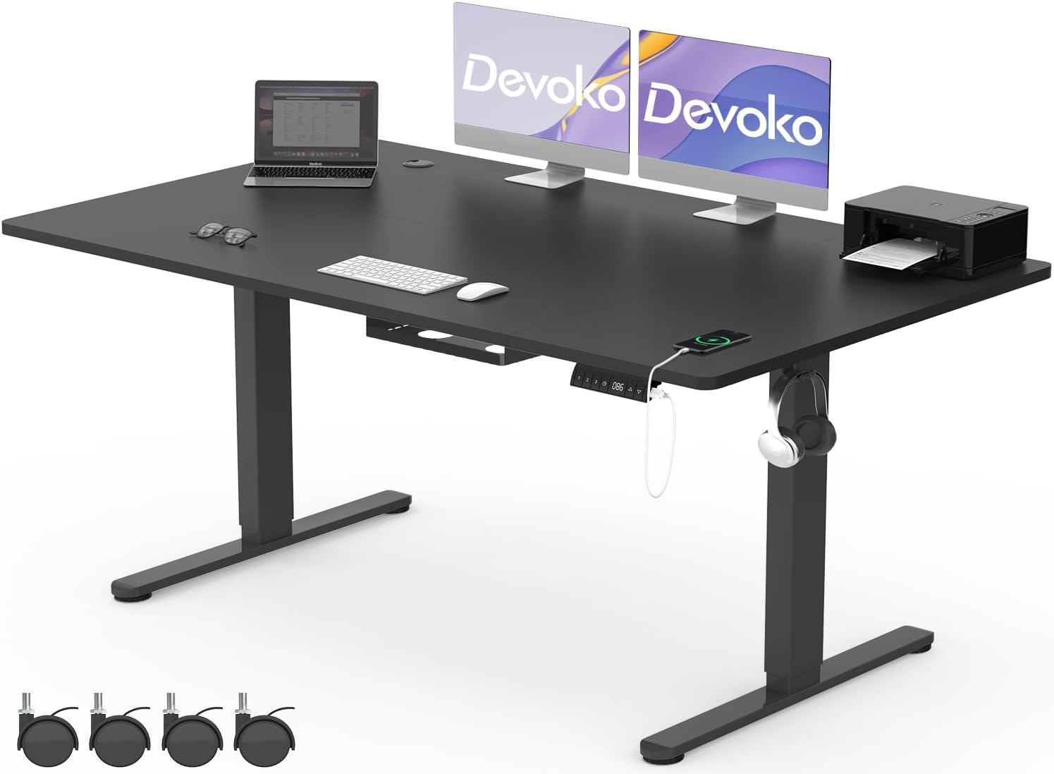Devoko Bureau Électrique 140x60 cm - Bureau Assis-Debout Élégant et Robuste - Poste de Travail Réglable avec 2 Boutons Mémoire - Idéal pour Bureau Professionnel Marron Devoko Bureau Électrique 140x60 cm - Bureau Assis-Debout Élégant et Robuste - Poste de Travail Réglable avec 2 Boutons Mémoire - Idéal pour Bureau Professionnel Marron