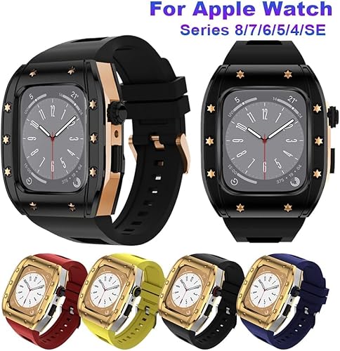 Miniatura 2 de OPKDE Caja de acero inoxidable de 1.732 in+correa de silicona para Apple Watch 8 7 Band 45 MM Kit de modificación para IWatch Series 6 5 4 SE caja