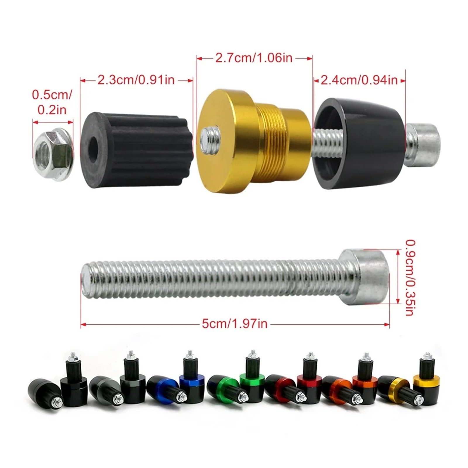 Bilancieri manubrio moto Per CB400 500 600 599 CBR CB900F Hor&net 600 900 CB600F CB500F CB919 moto 7/8 "manopole manubrio estremità Cap Plug Slider(Color:Red)