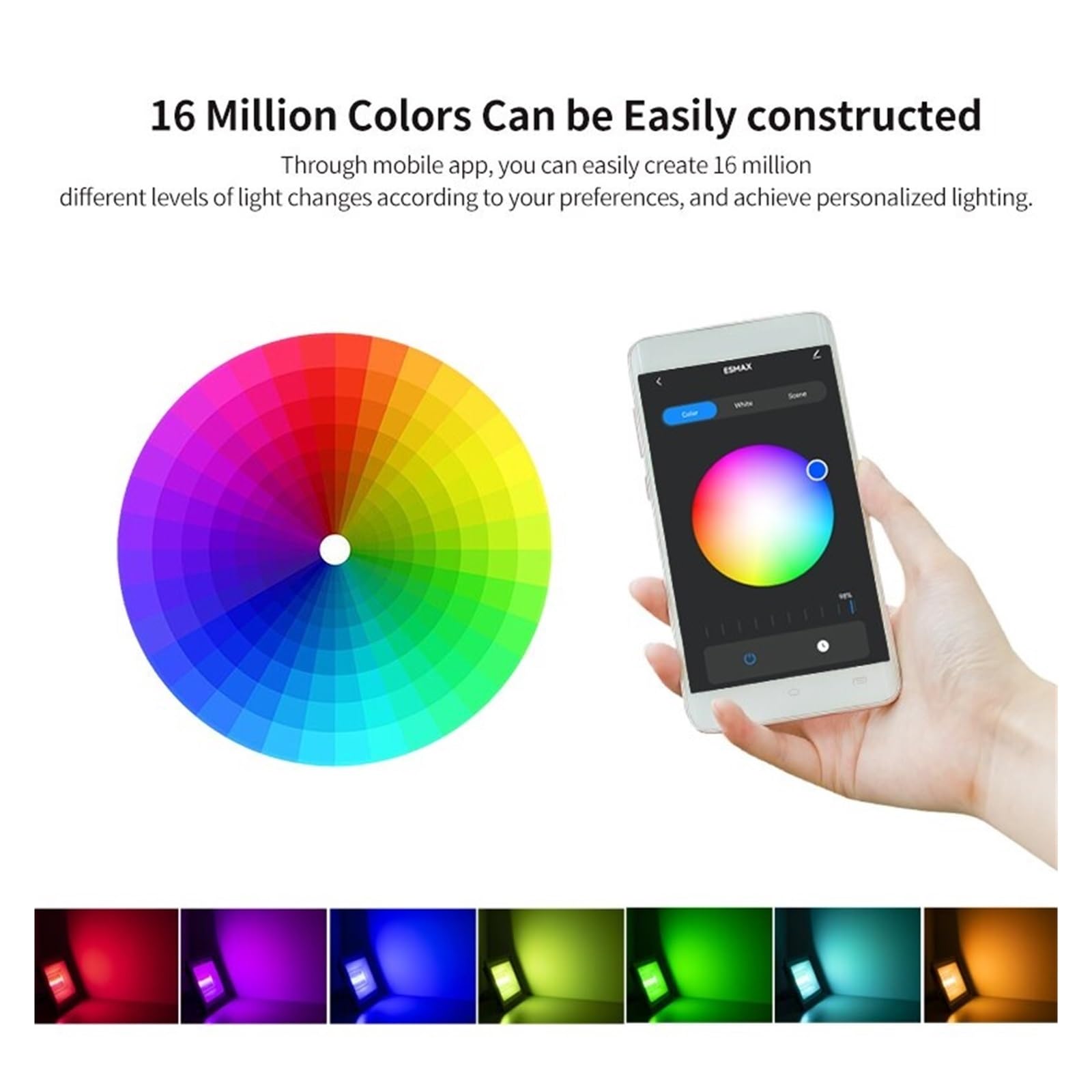 Proiettore a LED, TUYA RGB Proiettore Smart APP Controllo vocale CCT 3000-6500K 30W 50W 100W AC for illuminazione esterna for feste in giardino(30W)