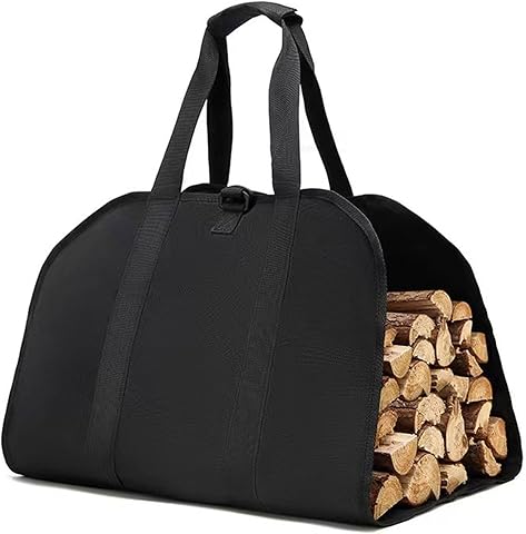 Bolsa de lona para leña, para guardar leña, portátil, para camping, estufa, chimenea