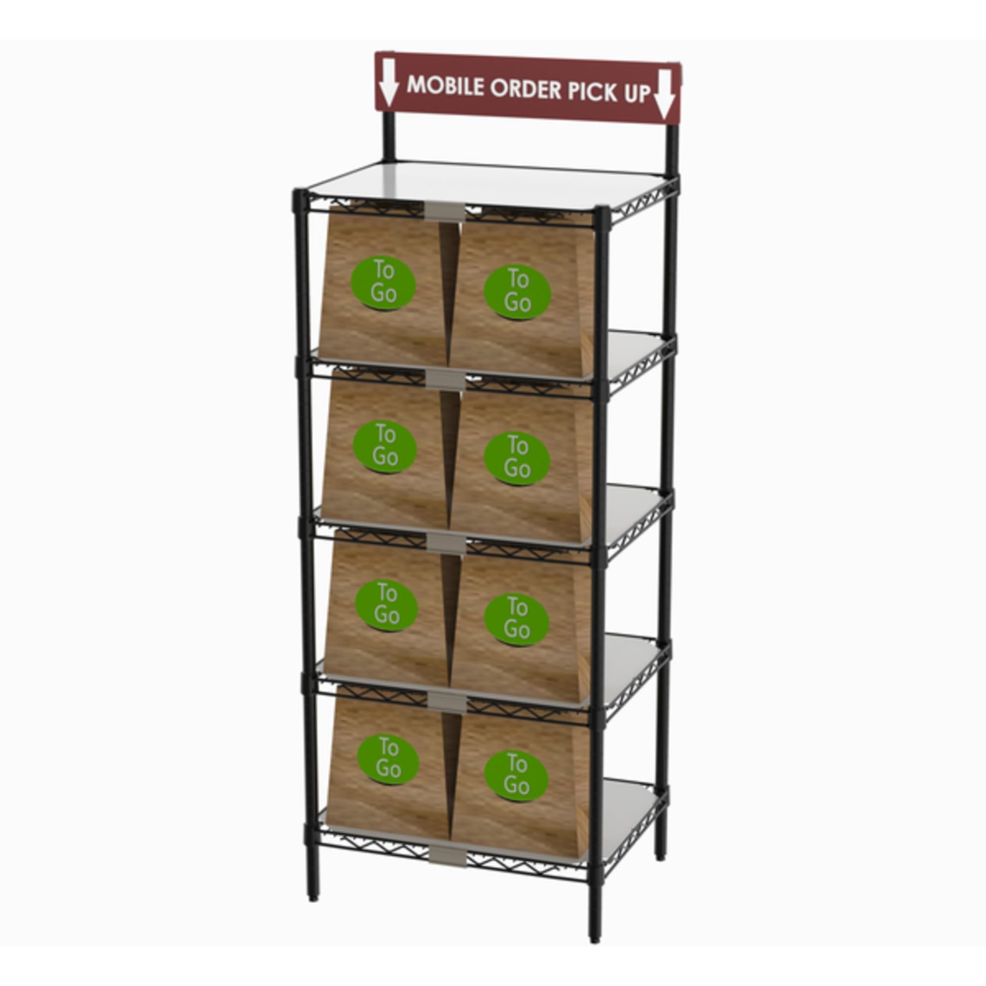 to-Go and Order Pick-Up Wire Shelving Workstation with Sign by METRO – Multicolor, Model CR1824TGSR