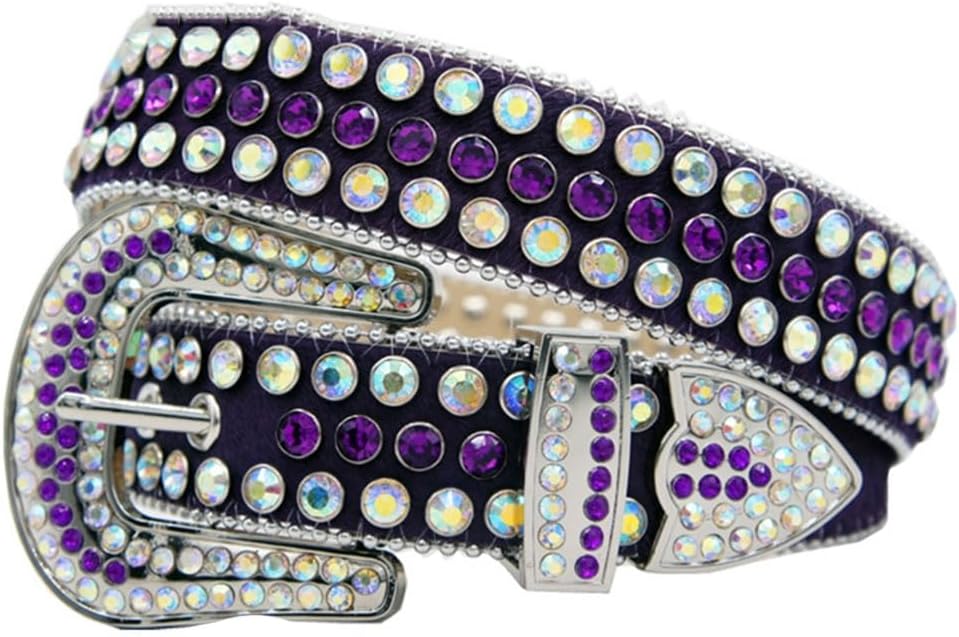 Leather Crystal Studded Belts Women Men Rhinestone Jeans Strap Waistband