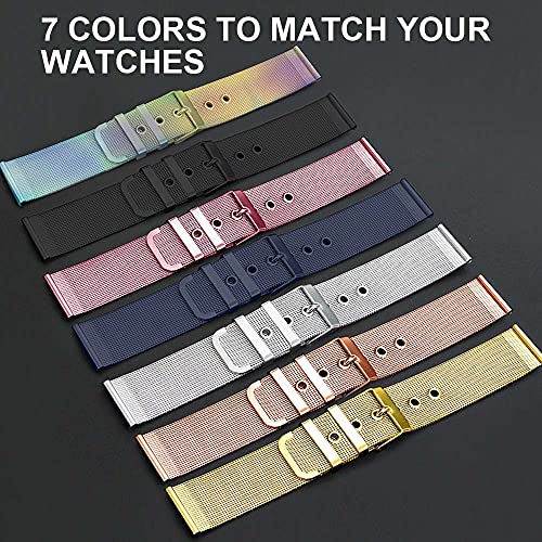 Smaate Watch Band Compatible With P22 Donerton, Popglory, Canmixs 1.4Inch; Motast Mugu Chalyh P36A P36B, Agptek Lw31 1.69Inch Smartwatch, 20Mm Wide Mesh Milanese Strap, Tang Buckle, Silver #TOP2