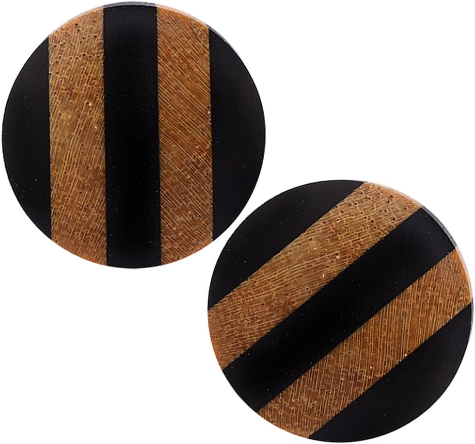 Organic Black Iron wood with Teak wood Double flare Ear Gauge Plug Stretcher Expander Piercing available size 2g (6mm) to 3/4" (20mm)(1 Pair)
