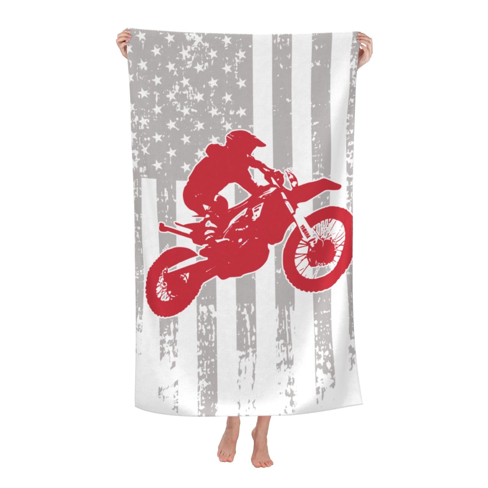 LSRCPD Beach Towel USA Flag Motocross Dirtbike Microfiber Beach Towels Blanket Oversized Tropical Big Extra Large XL Pool Towels Quick Dry Sandproof for Women Girls Kids