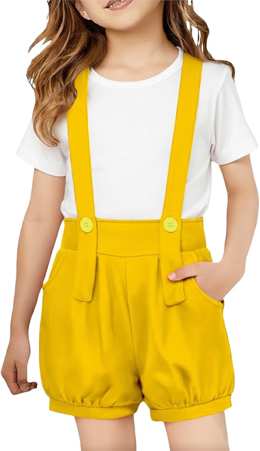 Girls Boys Bib Shortalls Overalls Teen Adjustable Strap Sleeveless Jumpsuits Baggy Straight Wide Leg Shorts Overall