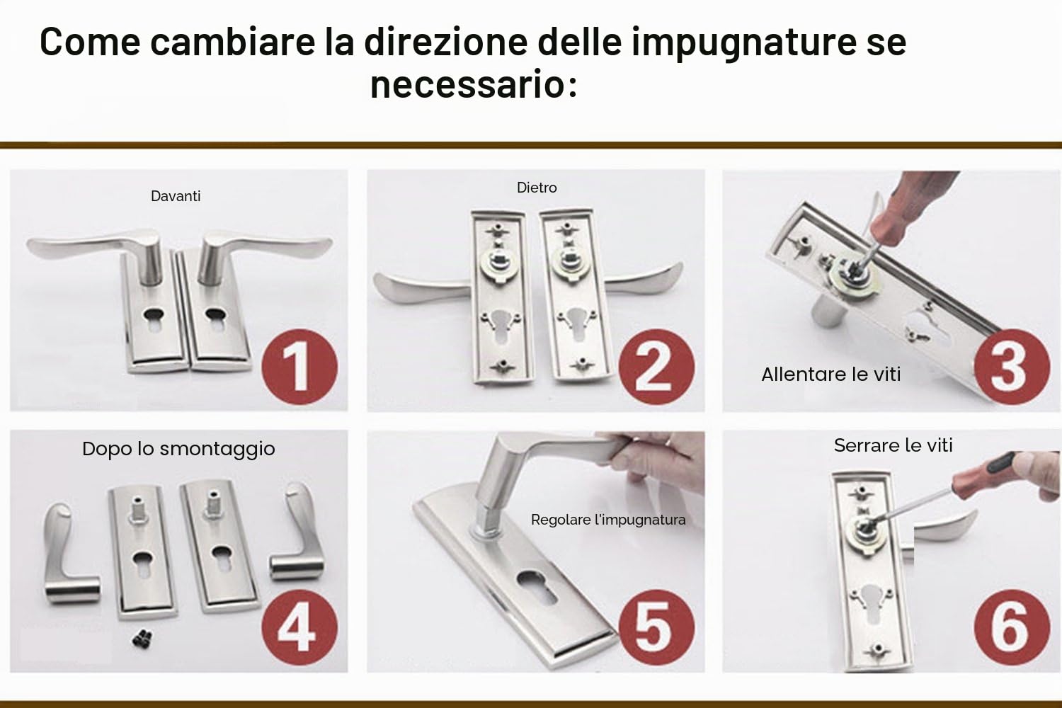 Qrity Set Maniglie, Leve per porte, Serratura a incastro, Cilindro europeo, Lega di zinco + Rame