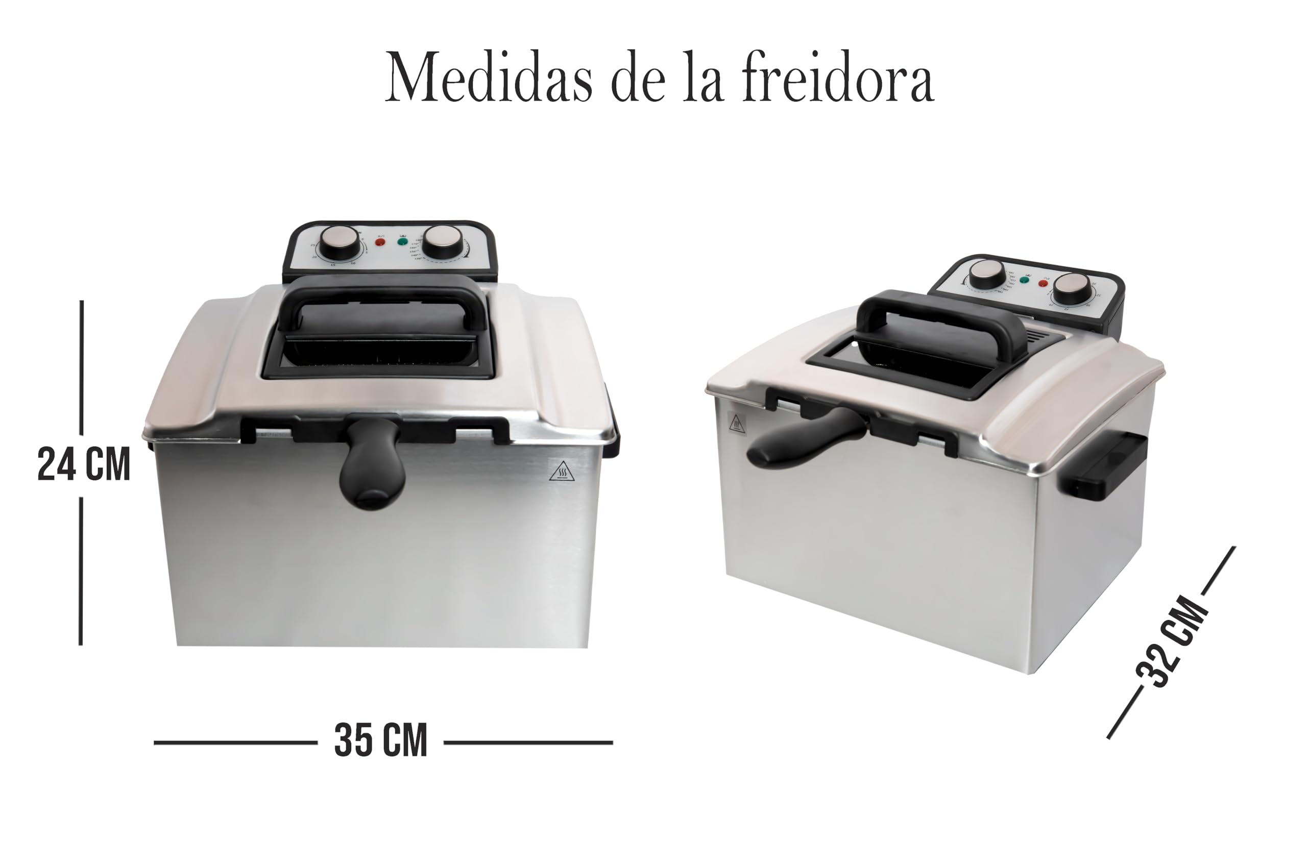 FREIDORA ELECTRICA 5L 3000W PROFESIONAL 3 CESTAS INCLUIDAS TERMOSTATO DE TEMPERATURA DESMONTABLE ACERO INOXIDABLE