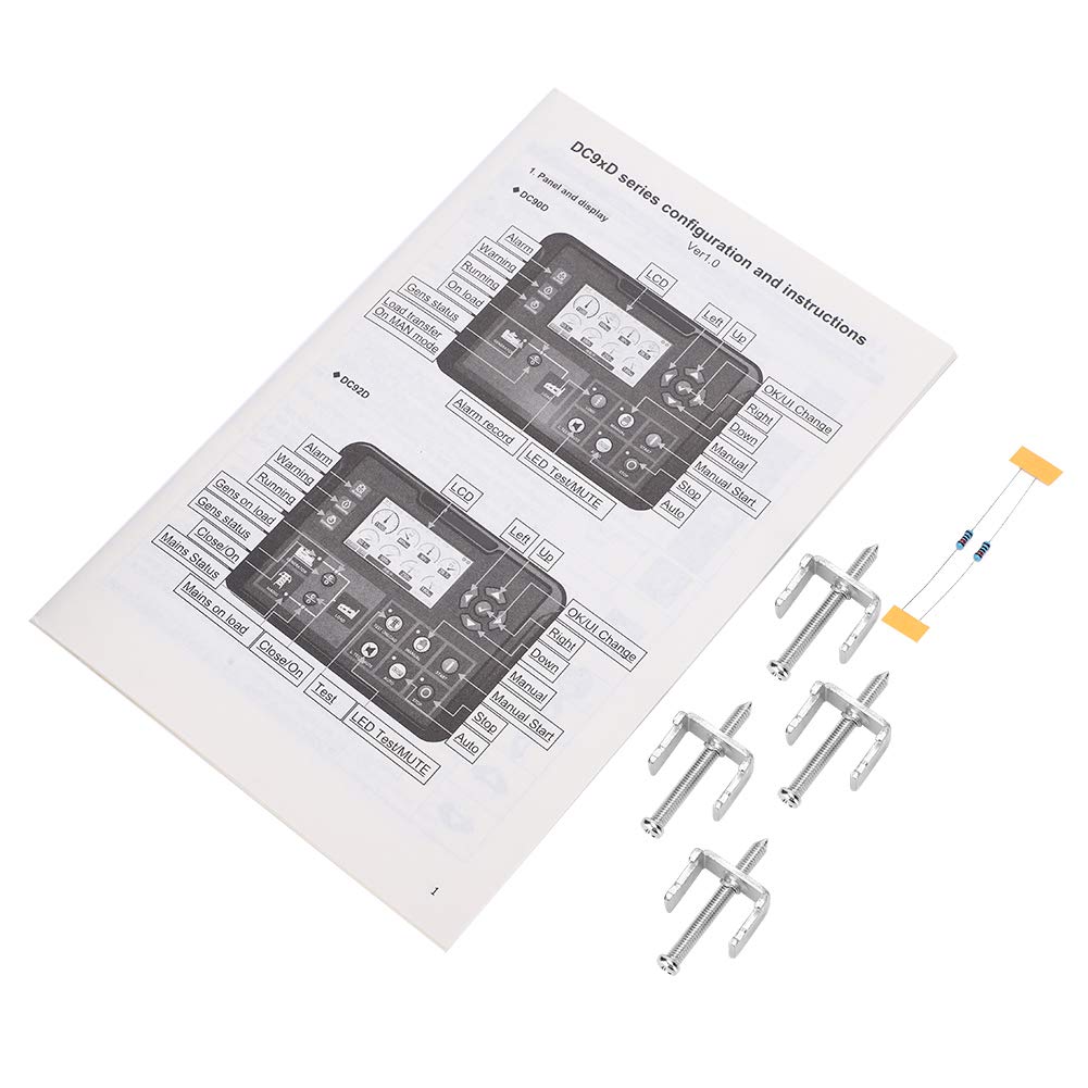 Wakects Contrôleur de Groupe électrogène Module de Commande de Générateur en Plastique DC90D pour MKII 500 à 4500 Tr/min AC80 à 360 V Affichage Multilingue Démarrage Automatique Arrêt pour les