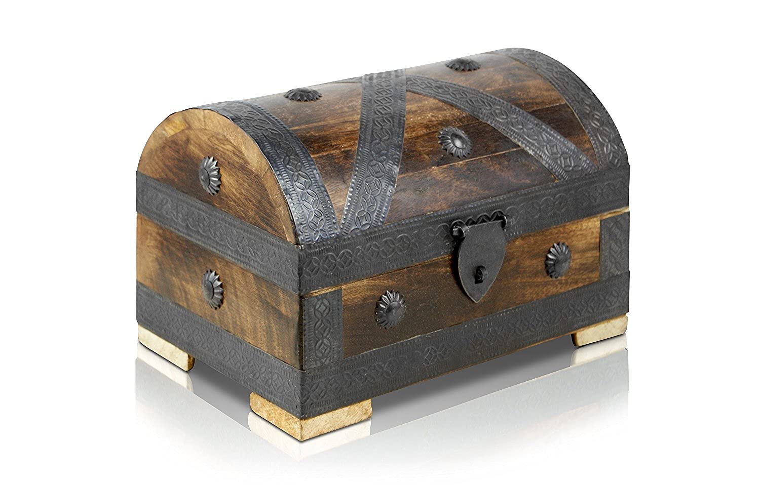 Buy Treasure chest with lock 9.5''x6.3''x5.3'' wooden trunk chest with