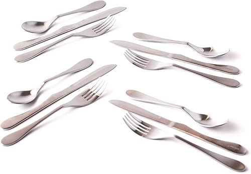 KNORK Lite Juego de cubiertos mate de 12 piezas (serie estampada de inicio)