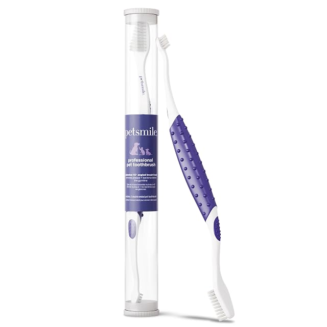 petsmile Cepillo de Dientes Profesional para Mascotas Cabeza de Cepillo de Doble Extremo Patentado 45°