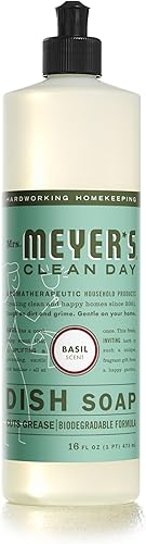 Mrs Meyers Clean Day - Jabón líquido para vajilla aroma a albahaca botella de 16 fl oz