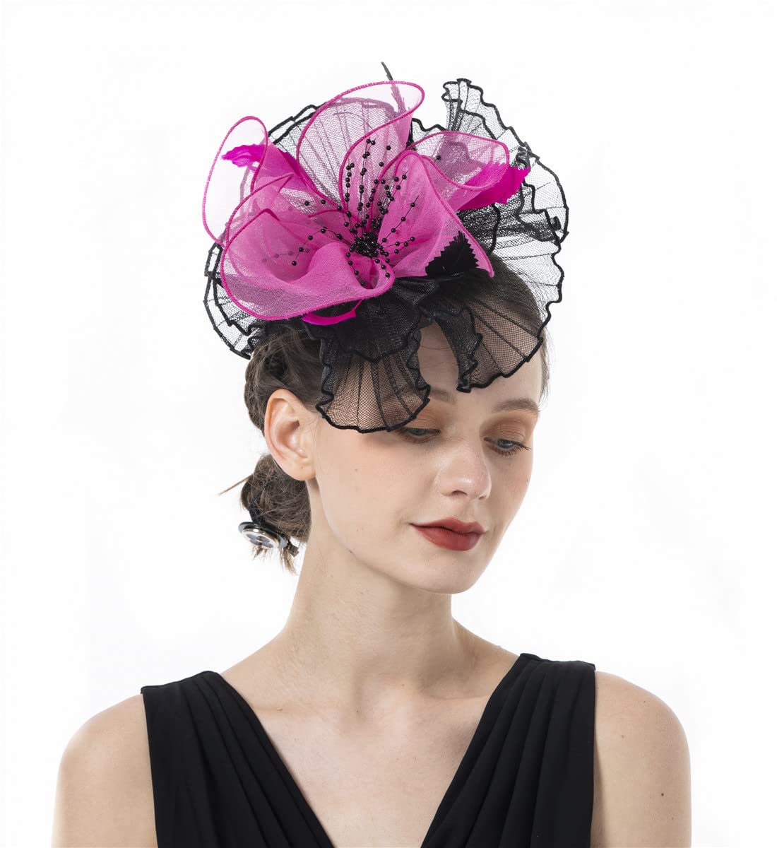 Saferin Fascinators Hat Sinamay Flower Mesh Feathers on a Headband and a Clip Tea Party Headwear for Girls and Women