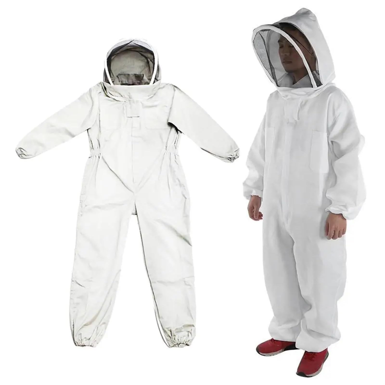 Traje de apicultura cuerpo completo Ropa profesional | Traje de apicultura de protección, chaqueta, velo de seguridad, sombrero, equipo de vestir(A L)