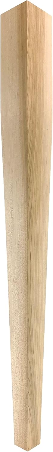 4 Sided Tapered Island Leg - 34 1/2 Tall x 3 Wide - Unfinished Wooden Leg for Kitchen Islands, Dining Tables or Desks (Maple) (1 Leg)
