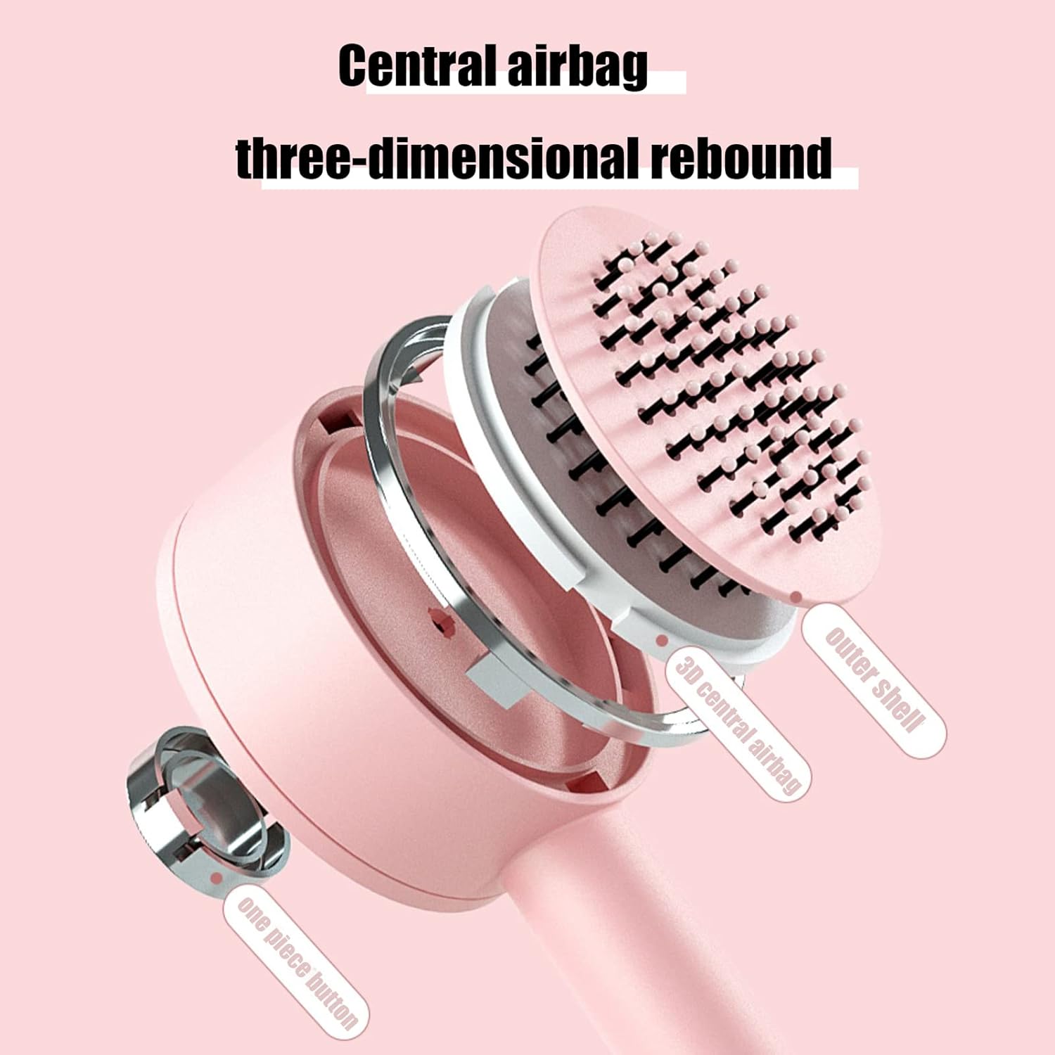 Self Cleaning Hair Brush Wet or Dry Detangling Brushes for Men and Women, 3D Air Cushion Massager Hair Comb Make Hair Smooth Healthier One Push Easily Detangles Hair (Pink) : Beauty & Personal Care
