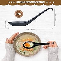 Vista 2 de DOERDO 6 cucharas de sopa de estilo japonés, cucharas de sopa asiáticas chinas con mango largo para mezclar cocina, hornear, cocinar, negro