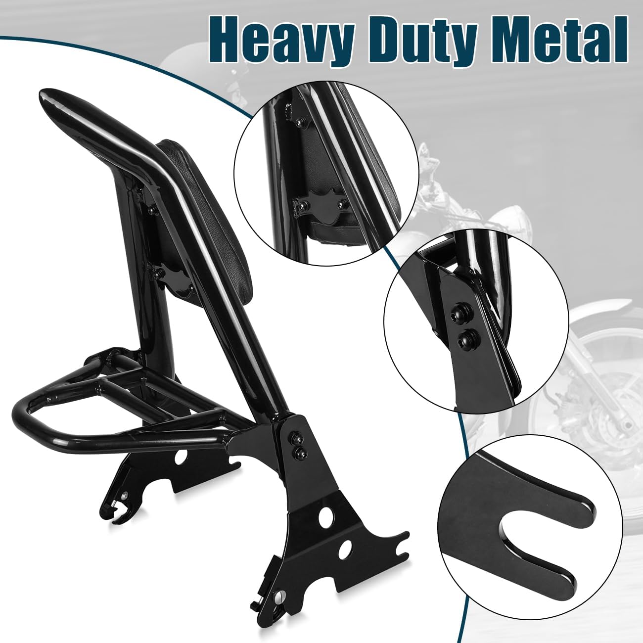 Detachable Passenger Backrest Sissy bar with Luggage Rack Rotary Docking Latches Clips Compatible with for 2004-2023 Harley Sportster 883 1200 XL XLH Sissy Bar Backrest With Back Rest Pad