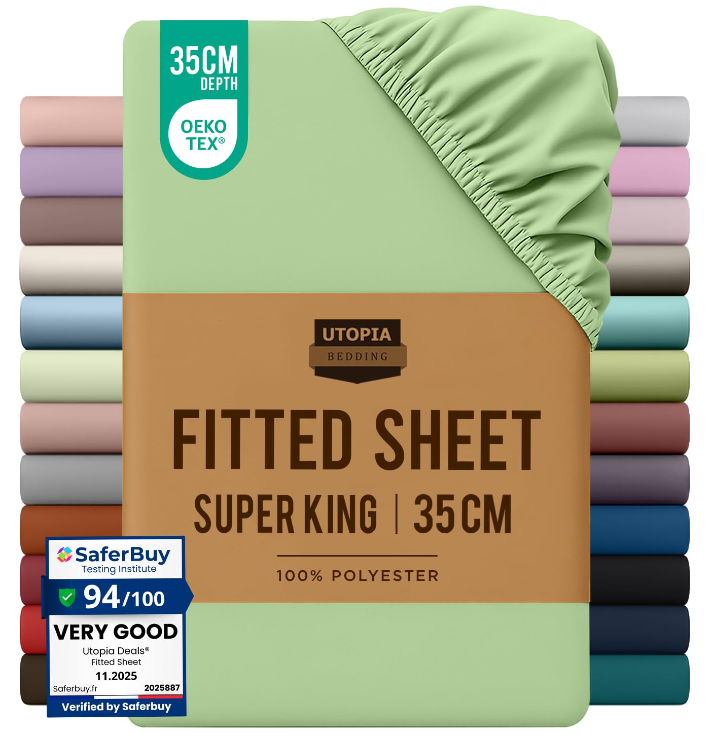 Utopia Bedding Fitted Sheet King, White - Deep Pocket 14 inch (35 cm) - Easy Care - OEKO-TEX Certified - Soft Brushed Microfibre Fabric - Shrinkage and Fade Resistant - Bottom Sheet — view 64
