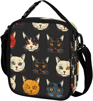 Cat Insulated Lunchbox for Adult Women Men Reusable Large Lunch Bag Leakproof Cooler Tote Bag for Work Picnic Beach Hiking Sports