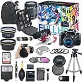 Canon EOS Rebel T6i DSLR Camera Deluxe Video Creator Kit with Canon EF-S 18-55mm f/3.5-5.6 IS STM Lens + Wide Angle Lens + 2x Telephoto Lens + Flash + SanDisk 32GB SD Memory Card + Accessory Bundle