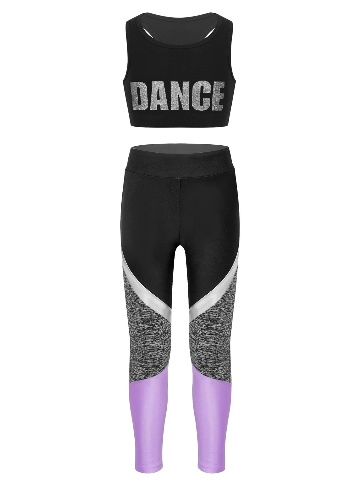 TiaoBug Conjunto Deportivo Para Niñas Tank Top Corta Sin Mangas Con Leggings Largos Elasticos Traje Para Entrenamiento Yoga Fitness