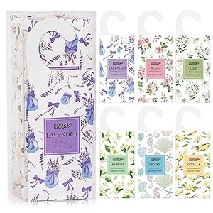 MYARO 12 Packs Large Sachets for Drawers and Closets, Large Hanging Sachet Bags Closet Air Fresheners Potpourri Bags Long-Lasting 6 Scents – Lavender, Rose, Jasmine, Ocean, Vanilla, Lily