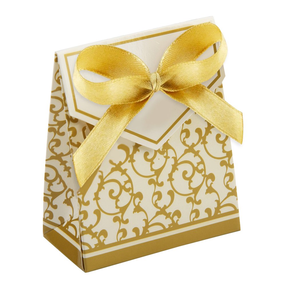 MultiWare 100Pcs Wedding Favour Sweet Cake Gift Candy Boxes Anniversary Party Gold