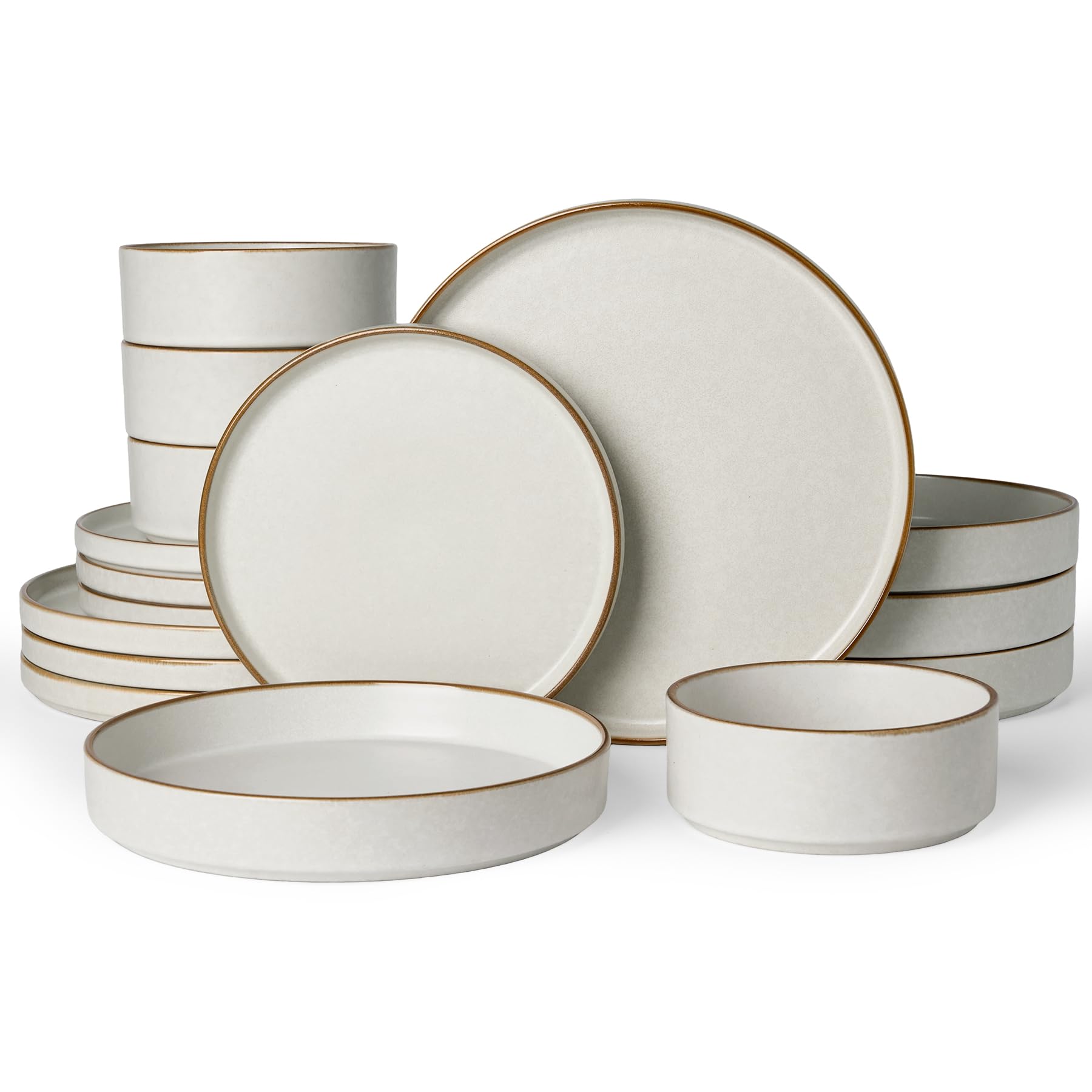 Famiware Nebula 16-Piece Stoneware Dinnerware Set with Pasta Bowls